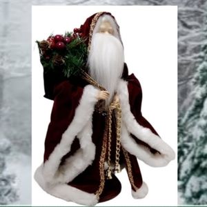 Handcrafted Old World Santas Exquisite Burgundy Velvet Santa Collectors Series